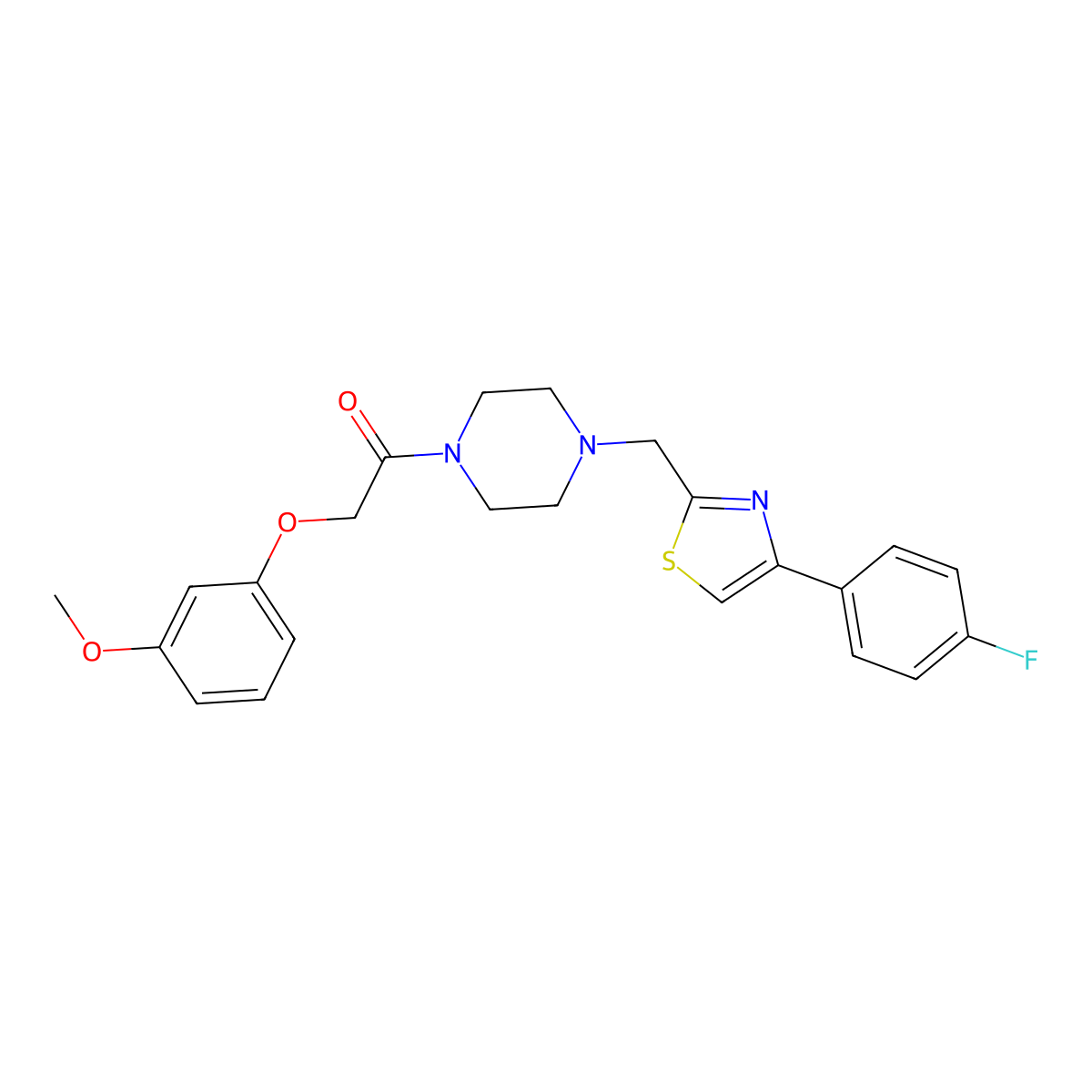 1-(4-((4-(4-Fluorophenyl)thiazol-2-yl)methyl)piperazin-1-yl)-2-(3-methoxyphenoxy)ethan-1-one molecular structure, CAS 1171543-45-5