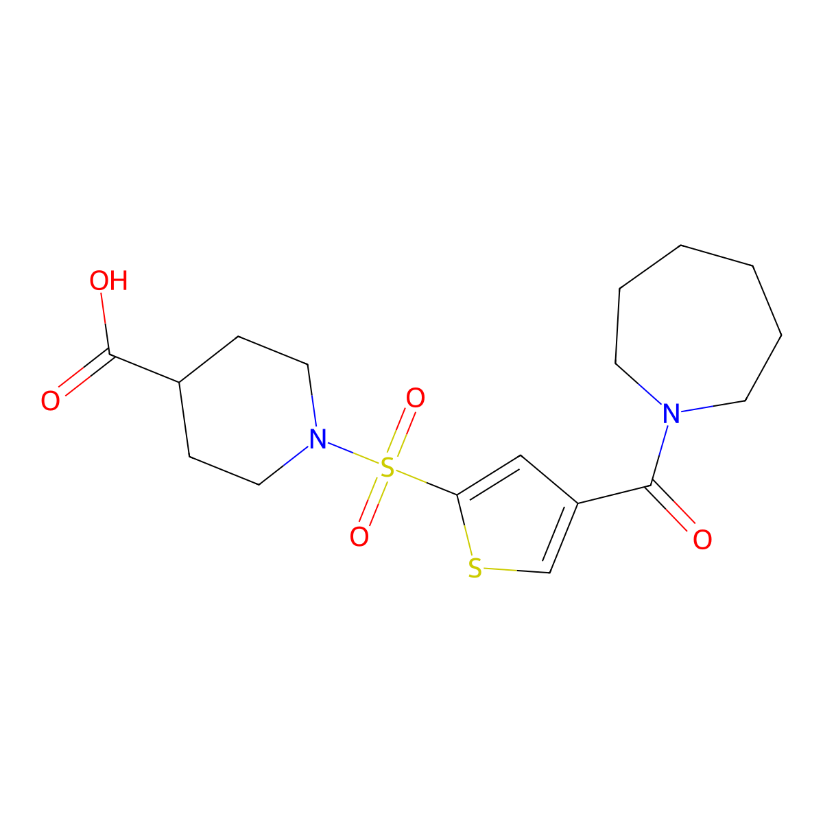 1-{[4-(Azepan-1-ylcarbonyl)thien-2-yl]sulfonyl}piperidine-4-carboxylic acid molecular structure, CAS 1171545-73-5