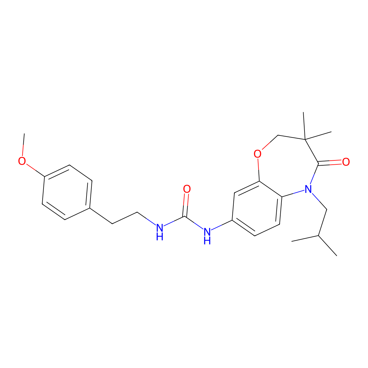 1-(5-Isobutyl-3,3-dimethyl-4-oxo-2,3,4,5-tetrahydrobenzo[b][1,4]oxazepin-8-yl)-3-(4-methoxyphenethyl)urea molecular structure, CAS 1171548-00-7