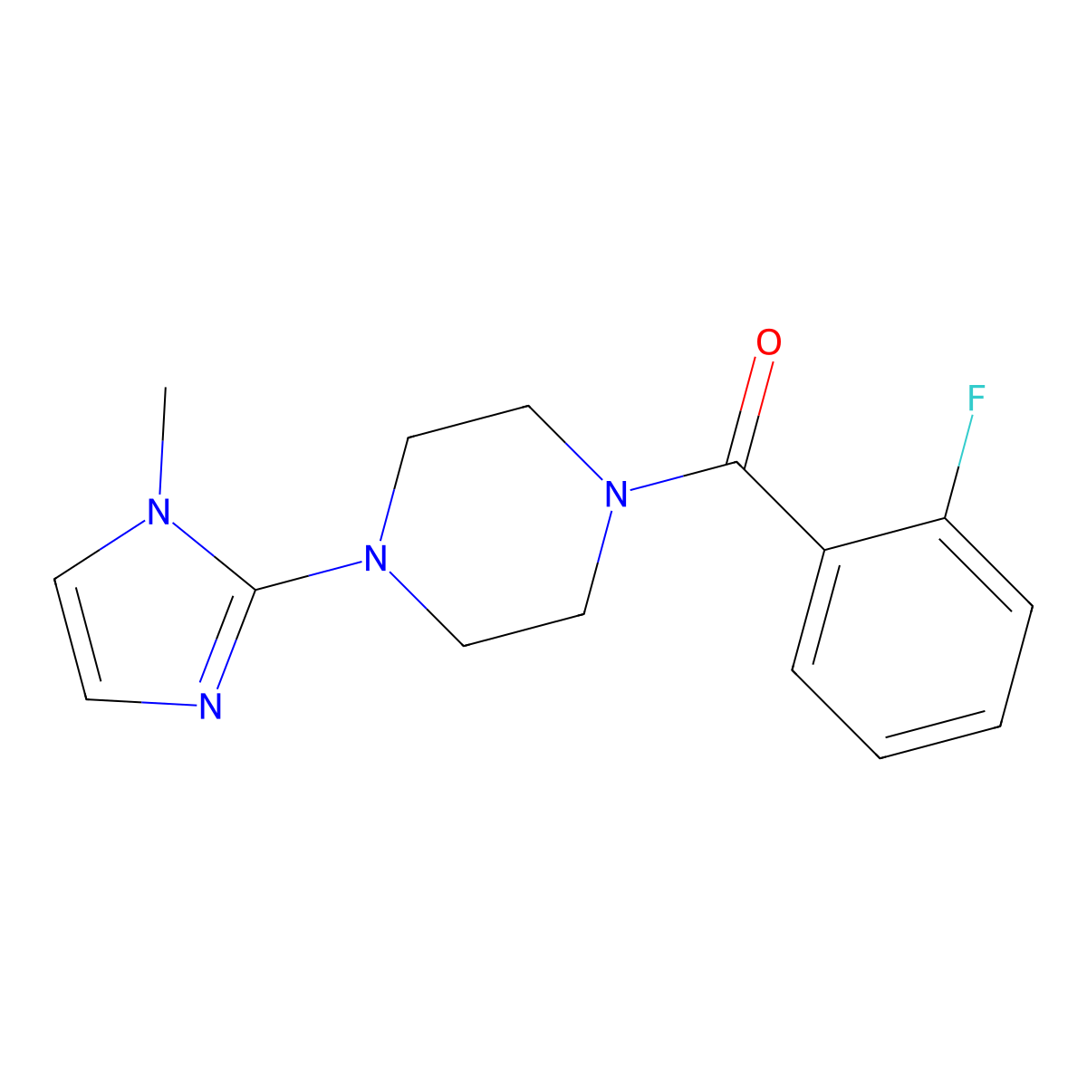(2-Fluorophenyl)(4-(1-methyl-1H-imidazol-2-yl)piperazin-1-yl)methanone molecular structure, CAS 1171549-63-5