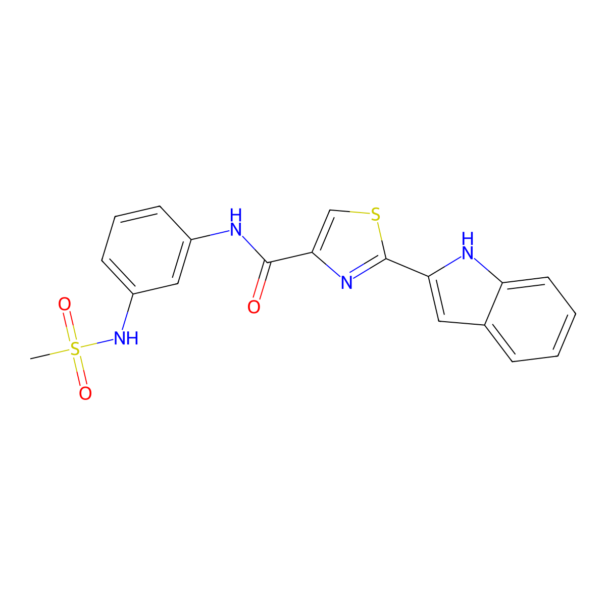 2-(1H-indol-2-yl)-N-(3-methanesulfonamidophenyl)-1,3-thiazole-4-carboxamide molecular structure, CAS 1171550-81-4