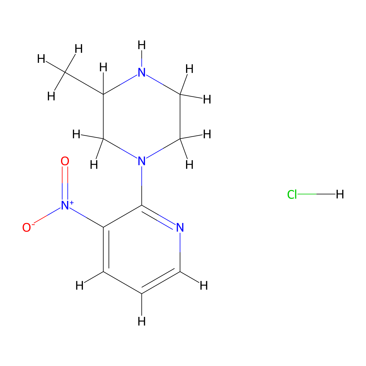 3-Methyl-1-(3-nitropyridin-2-yl)piperazine hydrochloride molecular structure, CAS 1171552-34-3
