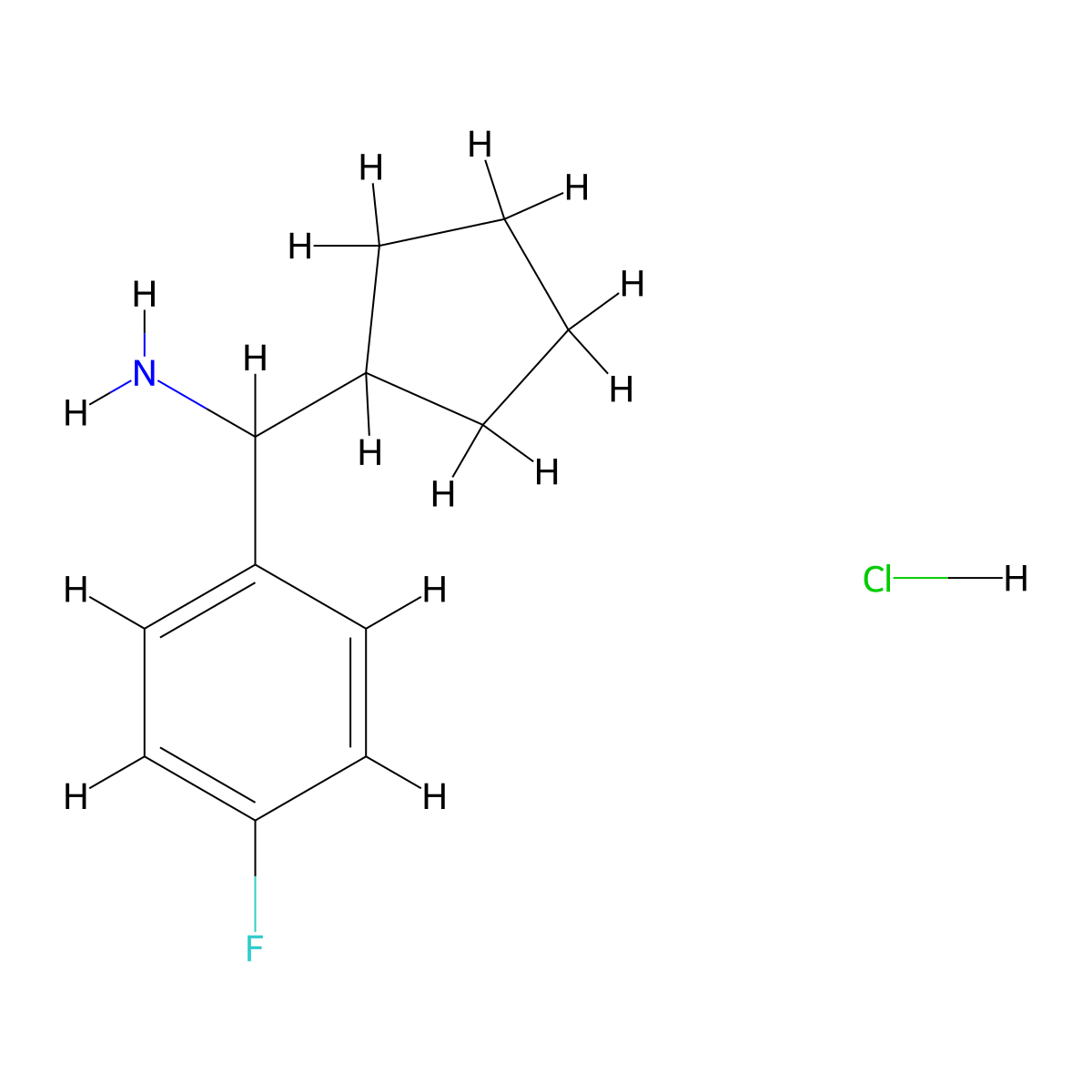 Cyclopentyl(4-fluorophenyl)methanamine hydrochloride molecular structure, CAS 1171555-40-0