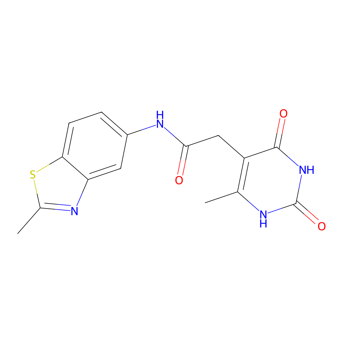 2-(6-methyl-2,4-dioxo-1,2,3,4-tetrahydropyrimidin-5-yl)-N-(2-methylbenzo[d]thiazol-5-yl)acetamide molecular structure, CAS 1171555-93-3