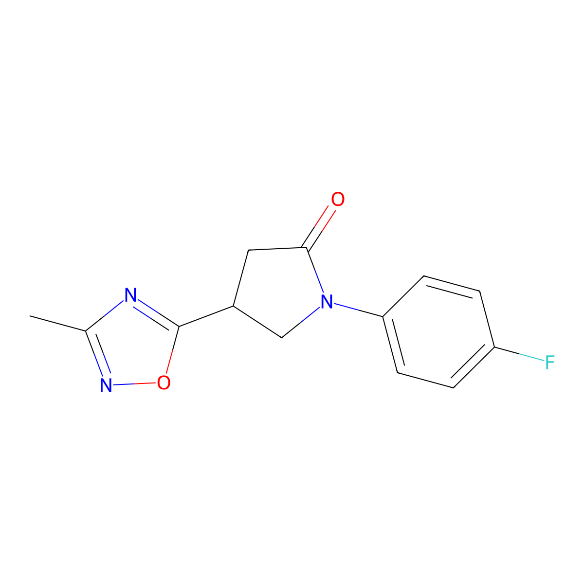 1-(4-Fluorophenyl)-4-(3-methyl-1,2,4-oxadiazol-5-yl)pyrrolidin-2-one molecular structure, CAS 1171557-43-9