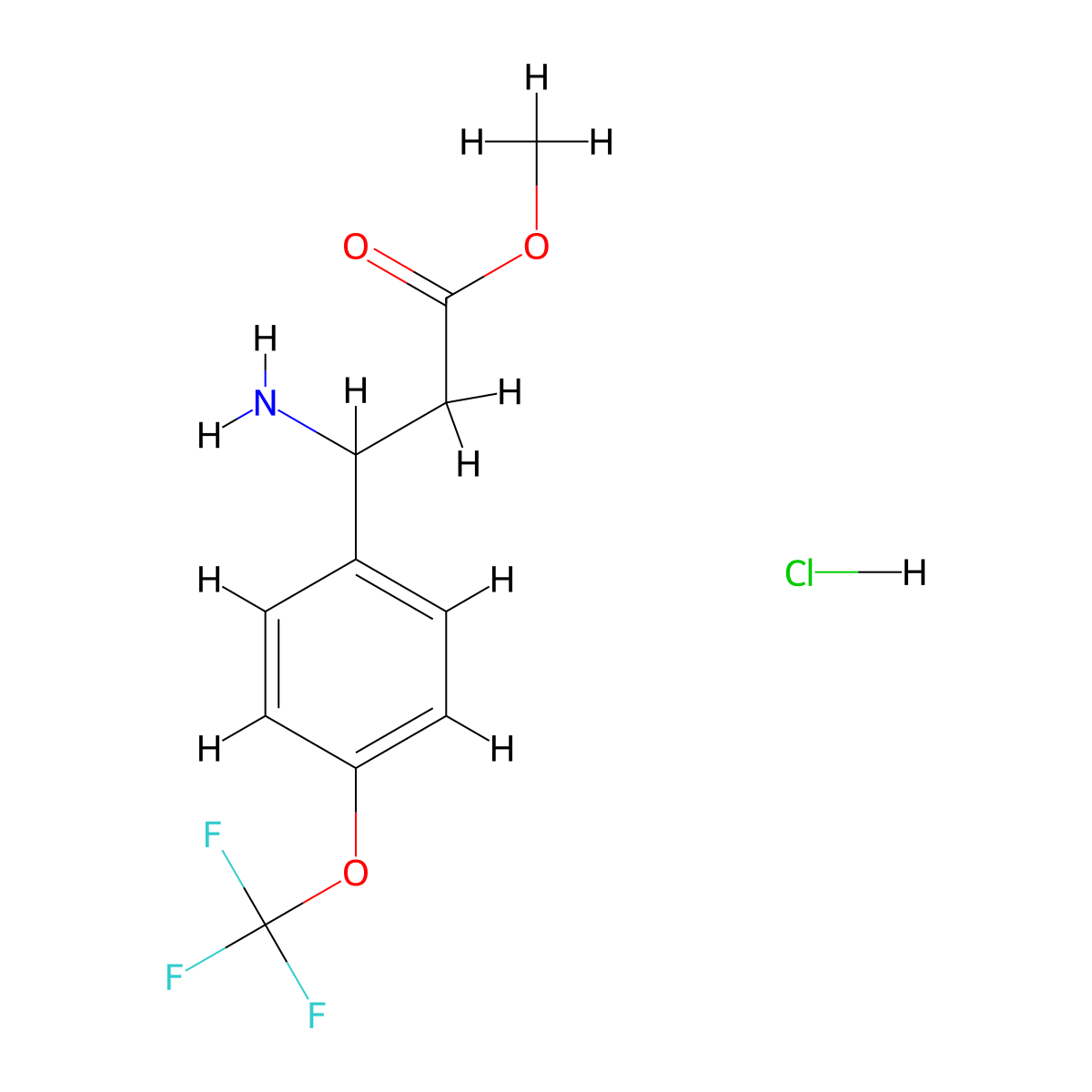 Methyl 3-amino-3-(4-(trifluoromethoxy)phenyl)propanoate hydrochloride molecular structure, CAS 1171558-96-5