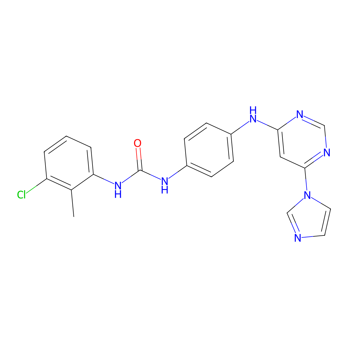 1-(4-((6-(1H-imidazol-1-yl)pyrimidin-4-yl)amino)phenyl)-3-(3-chloro-2-methylphenyl)urea molecular structure, CAS 1171561-12-8