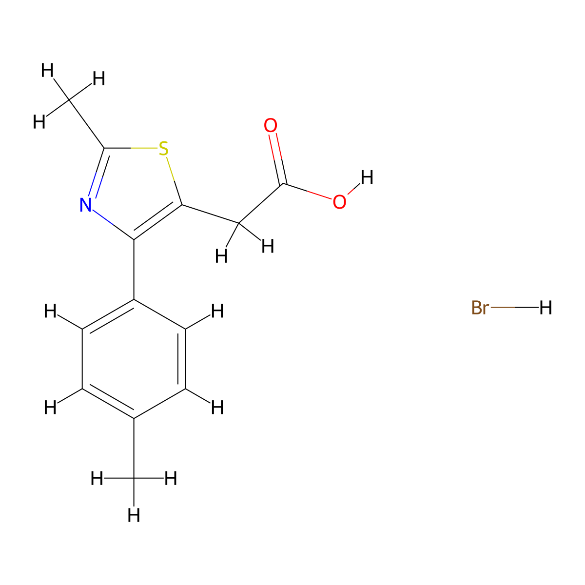 [2-Methyl-4-(4-methylphenyl)-1,3-thiazol-5-yl]acetic acid hydrobromide molecular structure, CAS 1171562-77-8