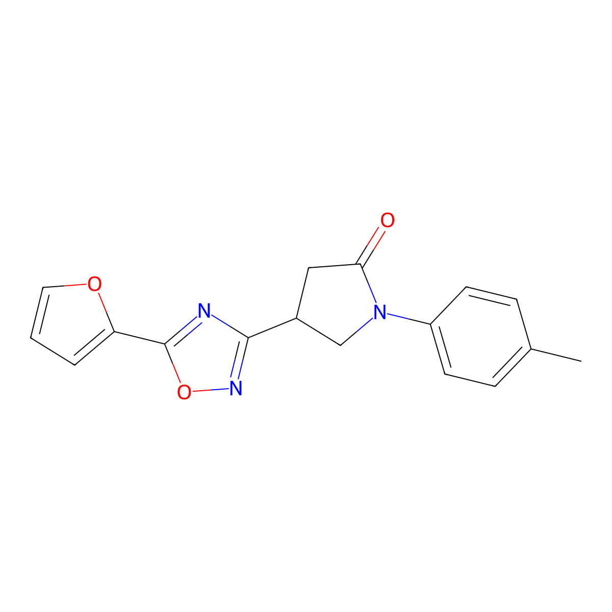 4-[5-(Furan-2-yl)-1,2,4-oxadiazol-3-yl]-1-(4-methylphenyl)pyrrolidin-2-one molecular structure, CAS 1171563-03-3