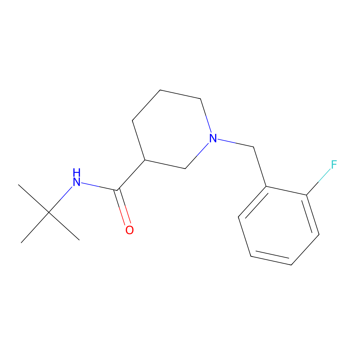 N-tert-butyl-1-[(2-fluorophenyl)methyl]piperidine-3-carboxamide molecular structure, CAS 1171563-53-3