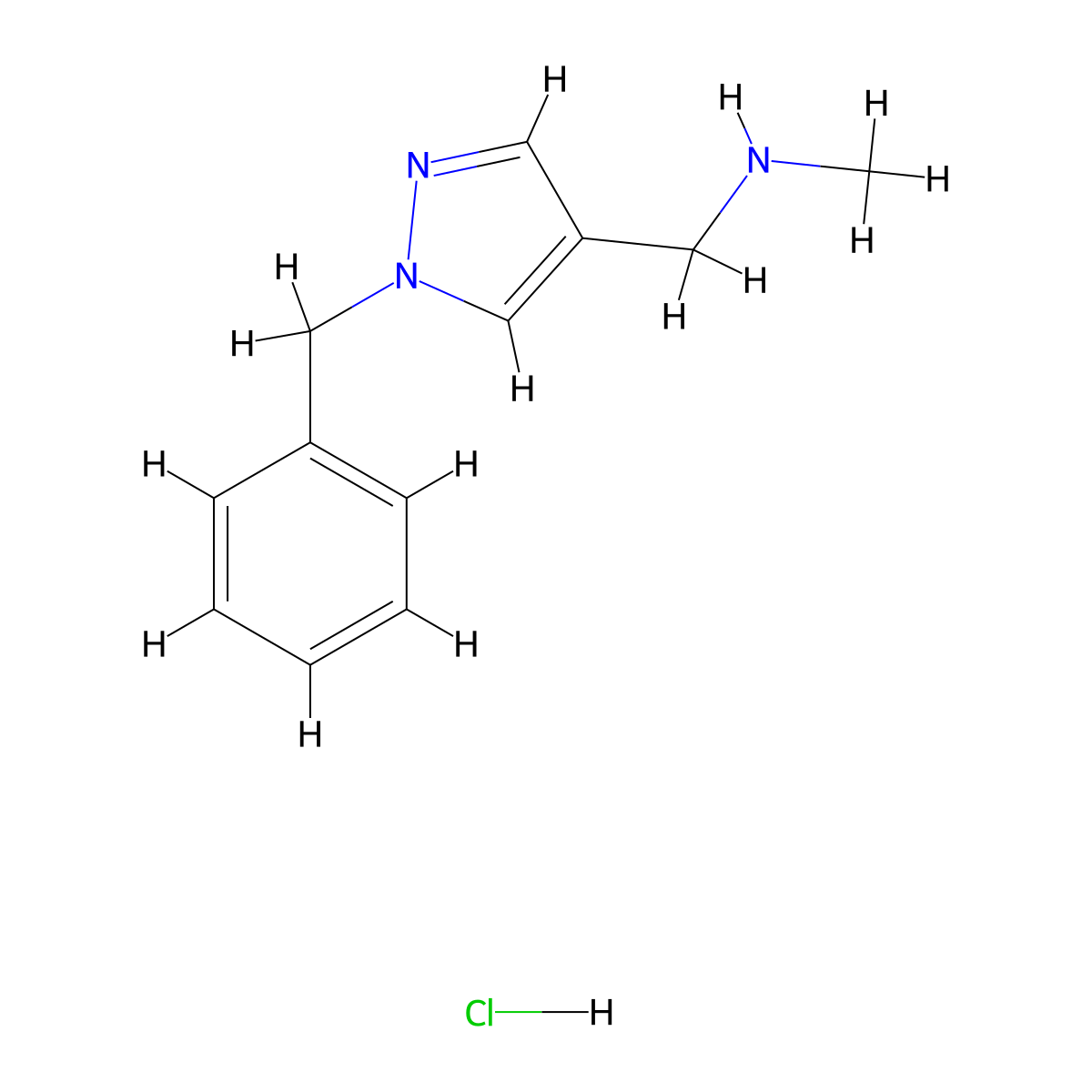 [(1-Benzyl-1H-pyrazol-4-yl)methyl](methyl)amine hydrochloride molecular structure, CAS 1171564-07-0