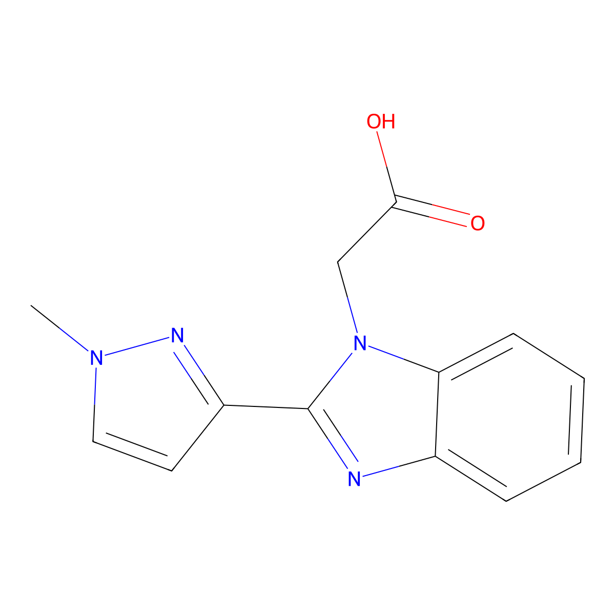 [2-(1-methyl-1H-pyrazol-3-yl)-1H-benzimidazol-1-yl]acetic acid molecular structure, CAS 1171565-50-6
