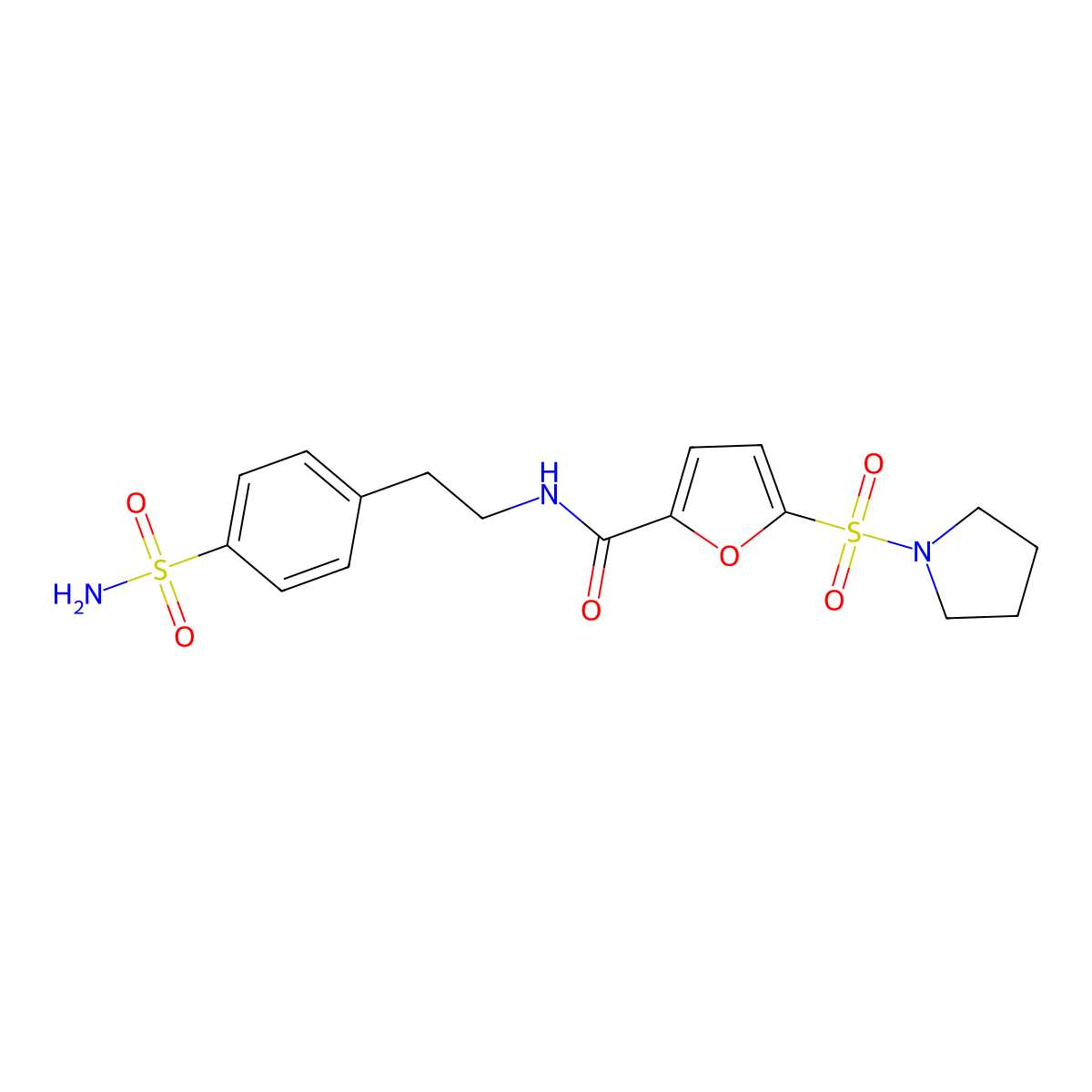 5-(pyrrolidin-1-ylsulfonyl)-N-(4-sulfamoylphenethyl)furan-2-carboxamide molecular structure, CAS 1171565-79-9