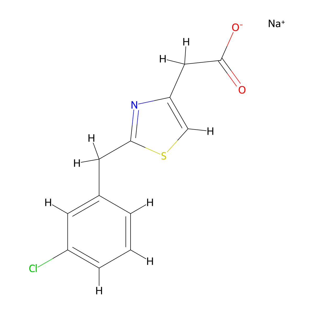 Sodium 2-(2-((3-chlorophenyl)methyl)-1,3-thiazol-4-yl)acetate molecular structure, CAS 1171566-72-5