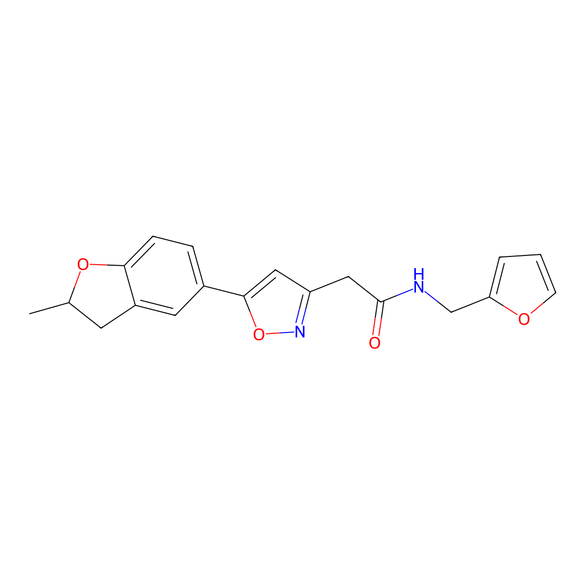 N-(furan-2-ylmethyl)-2-(5-(2-methyl-2,3-dihydrobenzofuran-5-yl)isoxazol-3-yl)acetamide molecular structure, CAS 1171568-57-2