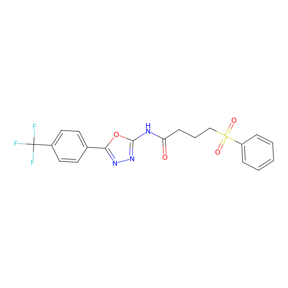 4-(phenylsulfonyl)-N-(5-(4-(trifluoromethyl)phenyl)-1,3,4-oxadiazol-2-yl)butanamide molecular structure, CAS 1171569-02-0