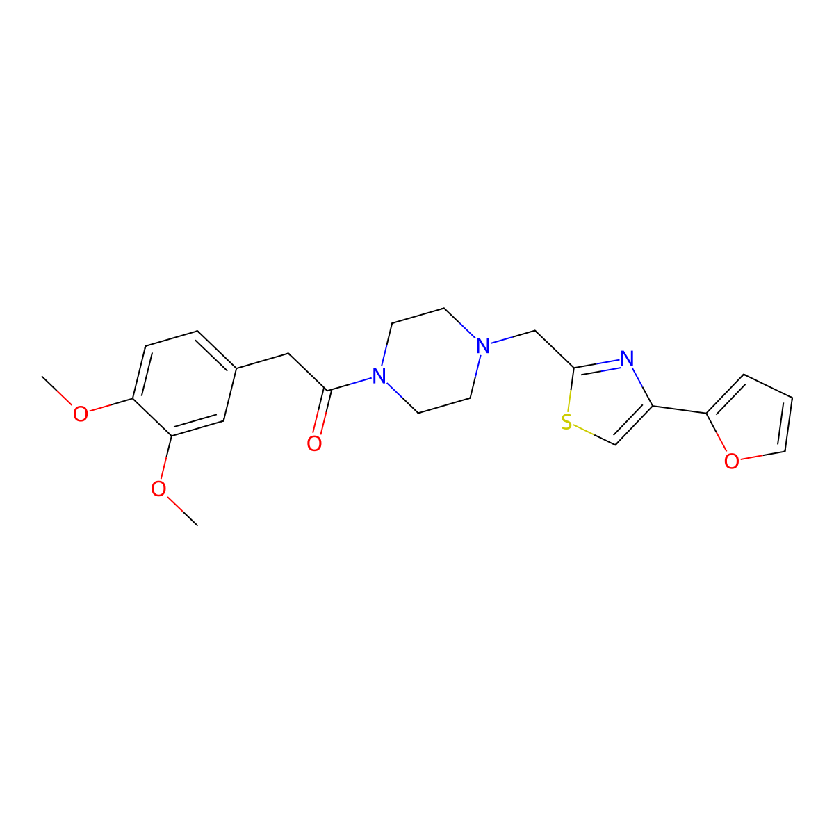 2-(3,4-Dimethoxyphenyl)-1-(4-((4-(furan-2-yl)thiazol-2-yl)methyl)piperazin-1-yl)ethanone molecular structure, CAS 1171569-89-3
