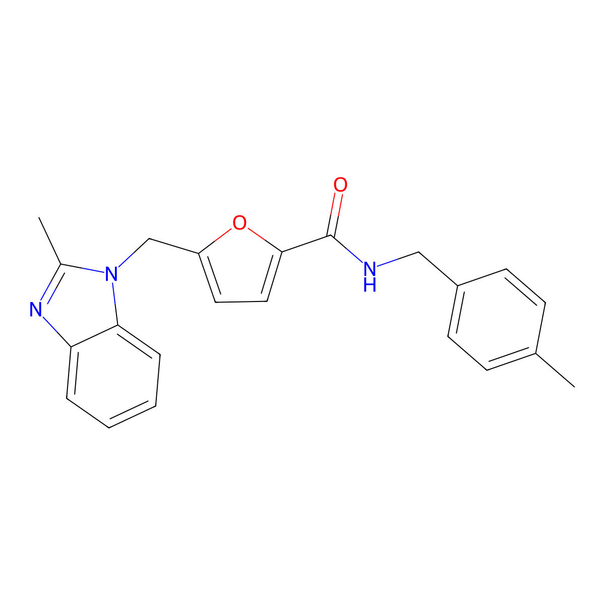 5-((2-methyl-1H-benzo[d]imidazol-1-yl)methyl)-N-(4-methylbenzyl)furan-2-carboxamide molecular structure, CAS 1171571-63-3