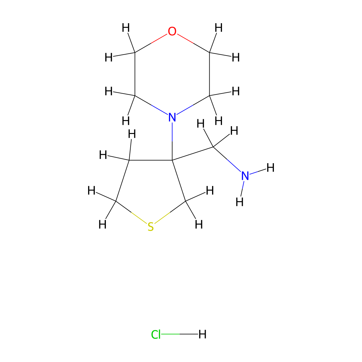 [3-(Morpholin-4-yl)thiolan-3-yl]methanamine hydrochloride molecular structure, CAS 1171573-30-0