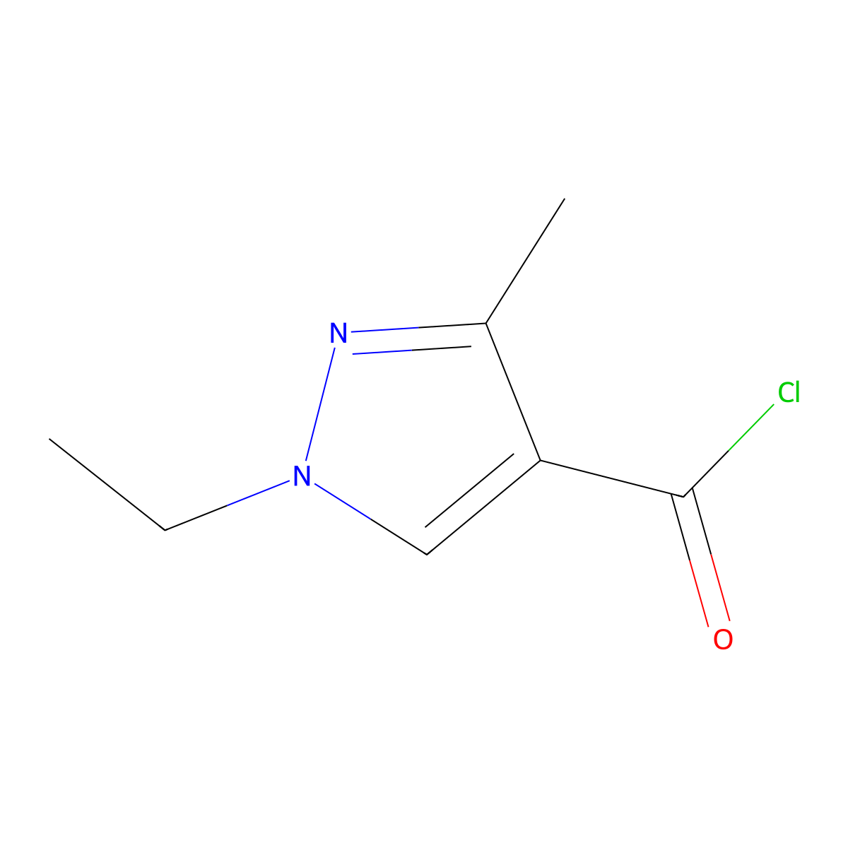 1-ethyl-3-methyl-1H-pyrazole-4-carbonyl chloride molecular structure, CAS 1171573-50-4