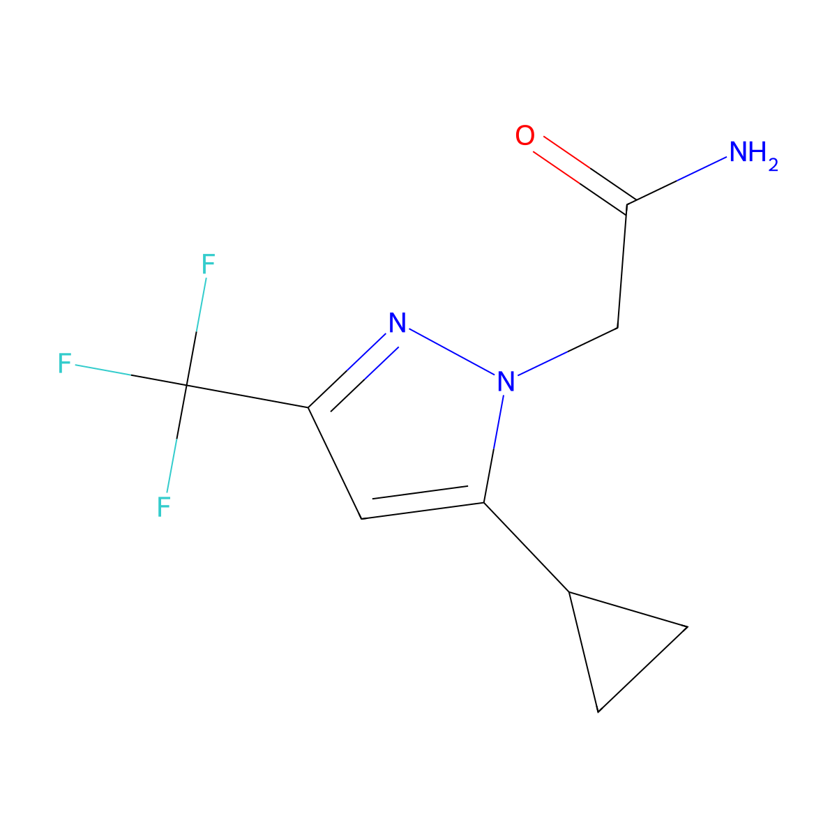 2-(5-Cyclopropyl-3-(trifluoromethyl)-1H-pyrazol-1-yl)acetamide molecular structure, CAS 1171573-59-3