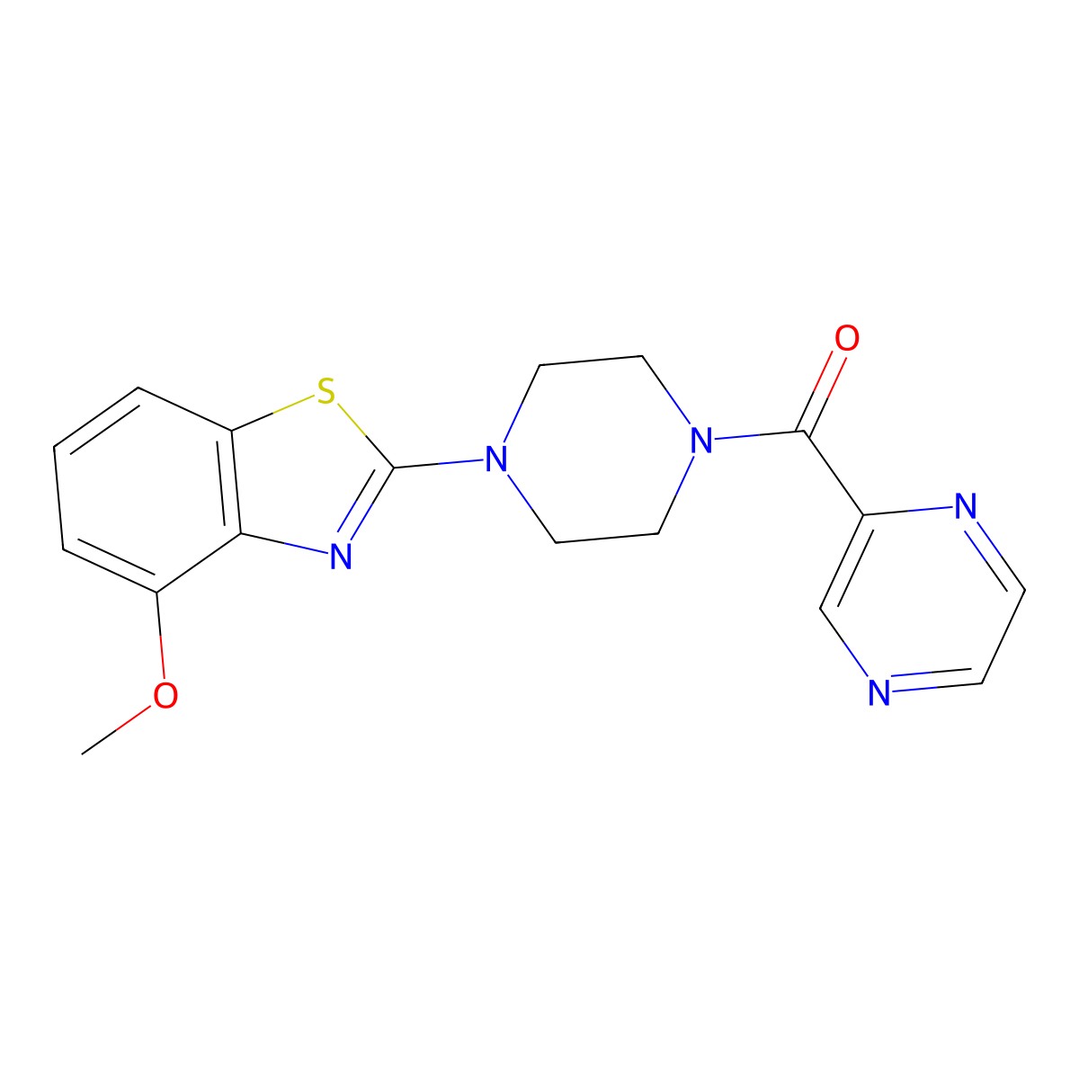 (4-(4-Methoxybenzo[d]thiazol-2-yl)piperazin-1-yl)(pyrazin-2-yl)methanone molecular structure, CAS 1171575-35-1