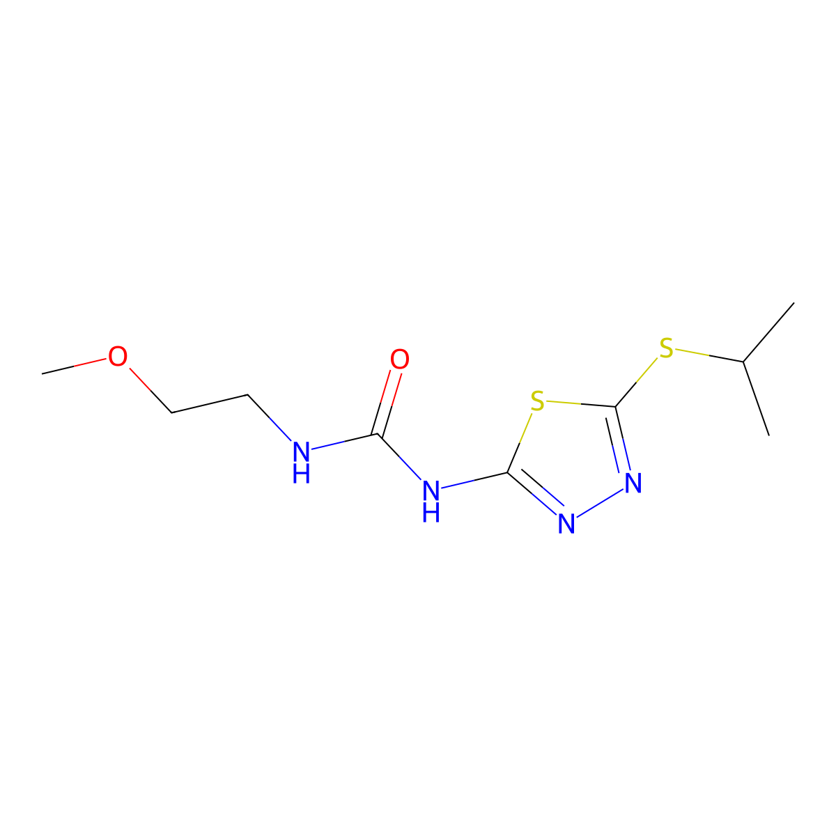 1-(5-(Isopropylthio)-1,3,4-thiadiazol-2-yl)-3-(2-methoxyethyl)urea molecular structure, CAS 1171575-41-9