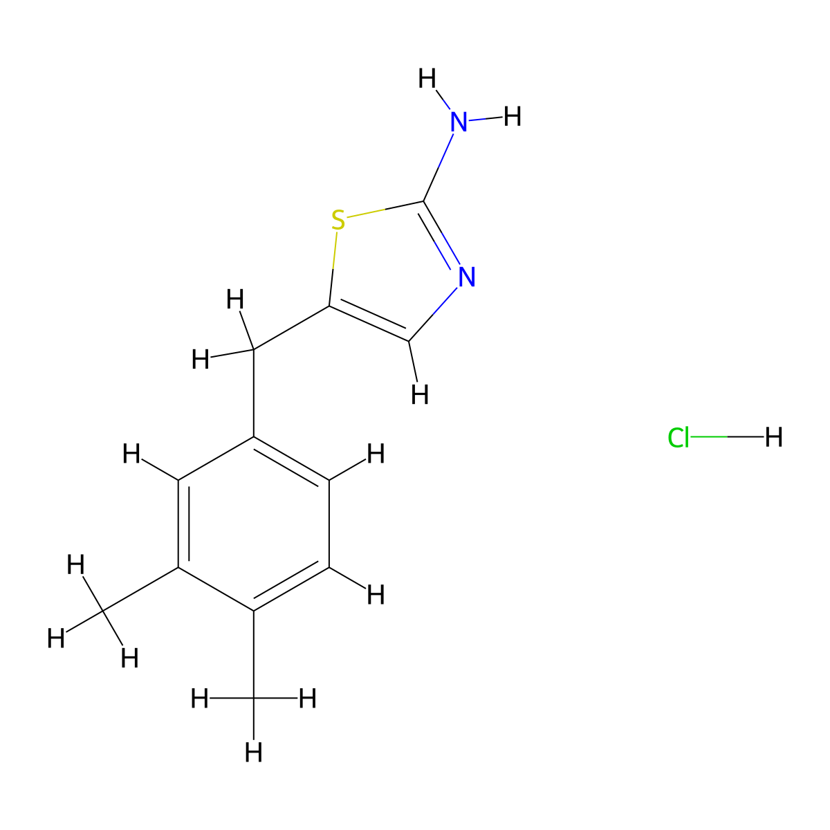 5-[(3,4-Dimethylphenyl)methyl]-1,3-thiazol-2-amine hydrochloride molecular structure, CAS 1171575-96-4
