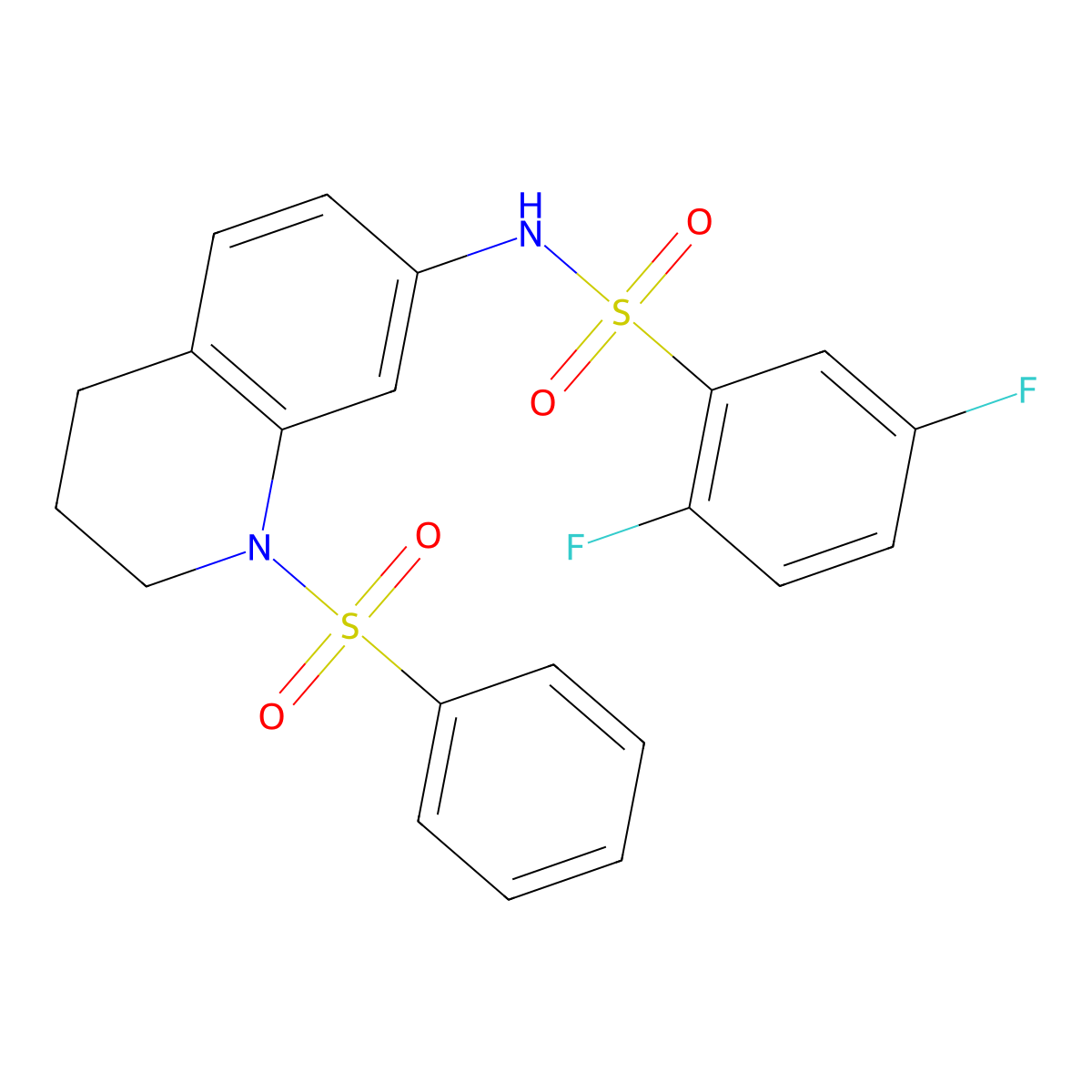 2,5-difluoro-N-(1-(phenylsulfonyl)-1,2,3,4-tetrahydroquinolin-7-yl)benzenesulfonamide molecular structure, CAS 1171578-66-7