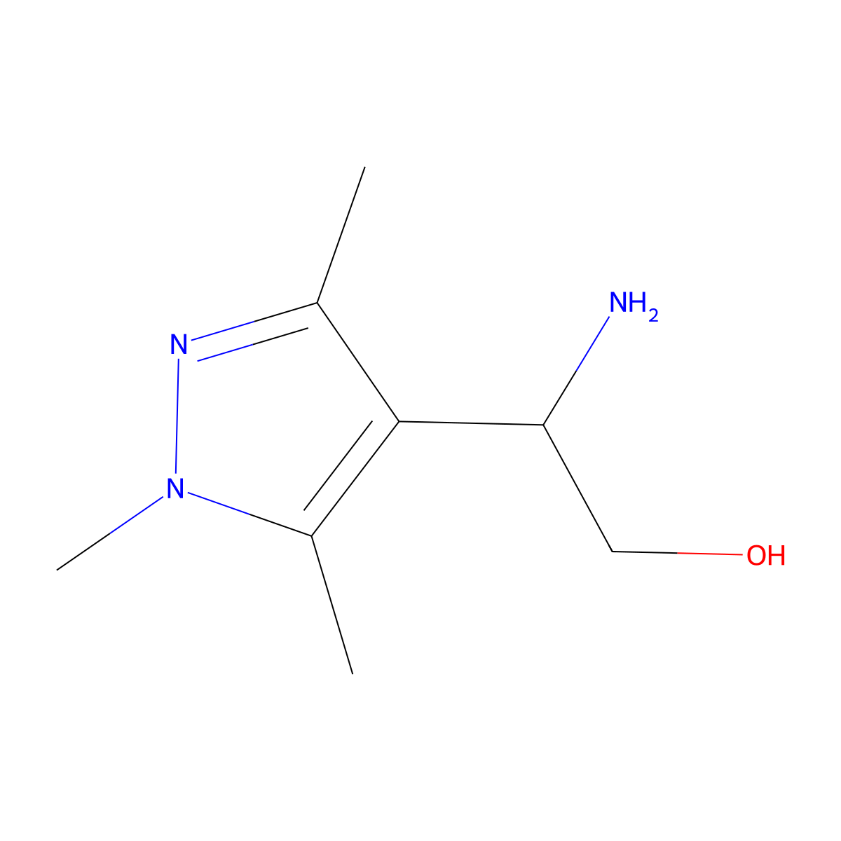 2-amino-2-(trimethyl-1H-pyrazol-4-yl)ethan-1-ol molecular structure, CAS 1171578-97-4