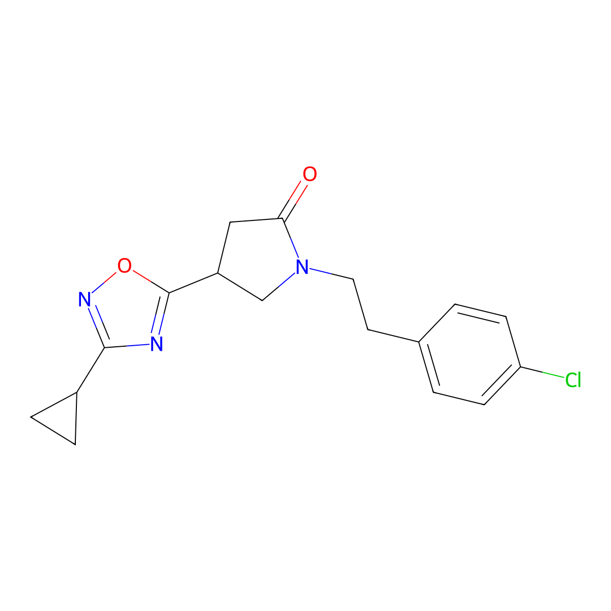 1-[2-(4-Chlorophenyl)ethyl]-4-(3-cyclopropyl-1,2,4-oxadiazol-5-yl)pyrrolidin-2-one molecular structure, CAS 1171579-46-6
