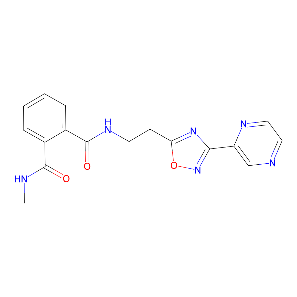 N1-methyl-N2-(2-(3-(pyrazin-2-yl)-1,2,4-oxadiazol-5-yl)ethyl)phthalamide molecular structure, CAS 1171580-09-8