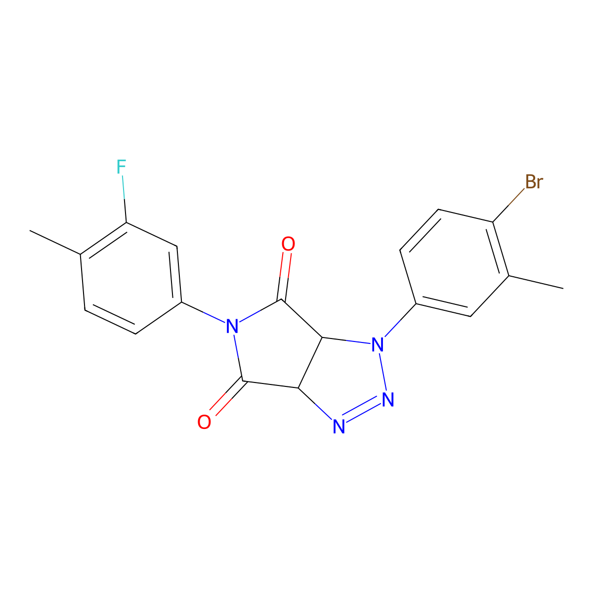 1-(4-bromo-3-methylphenyl)-5-(3-fluoro-4-methylphenyl)-1H,3aH,4H,5H,6H,6aH-pyrrolo[3,4-d][1,2,3]triazole-4,6-dione molecular structure, CAS 1171581-12-6
