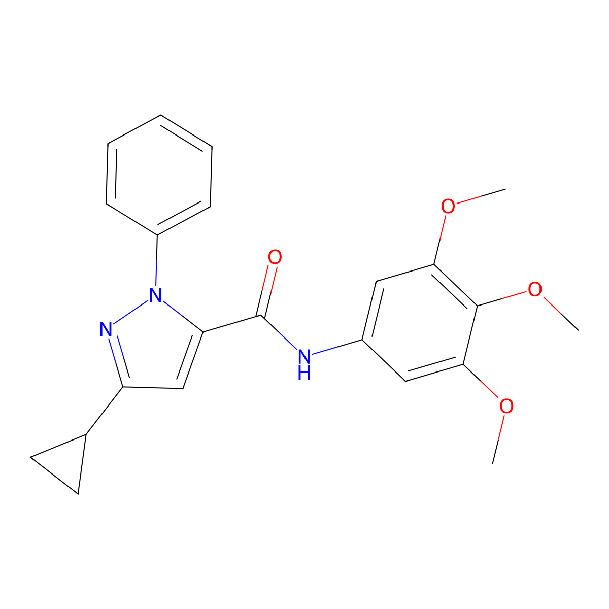 3-cyclopropyl-1-phenyl-N-(3,4,5-trimethoxyphenyl)-1H-pyrazole-5-carboxamide molecular structure, CAS 1171584-19-2