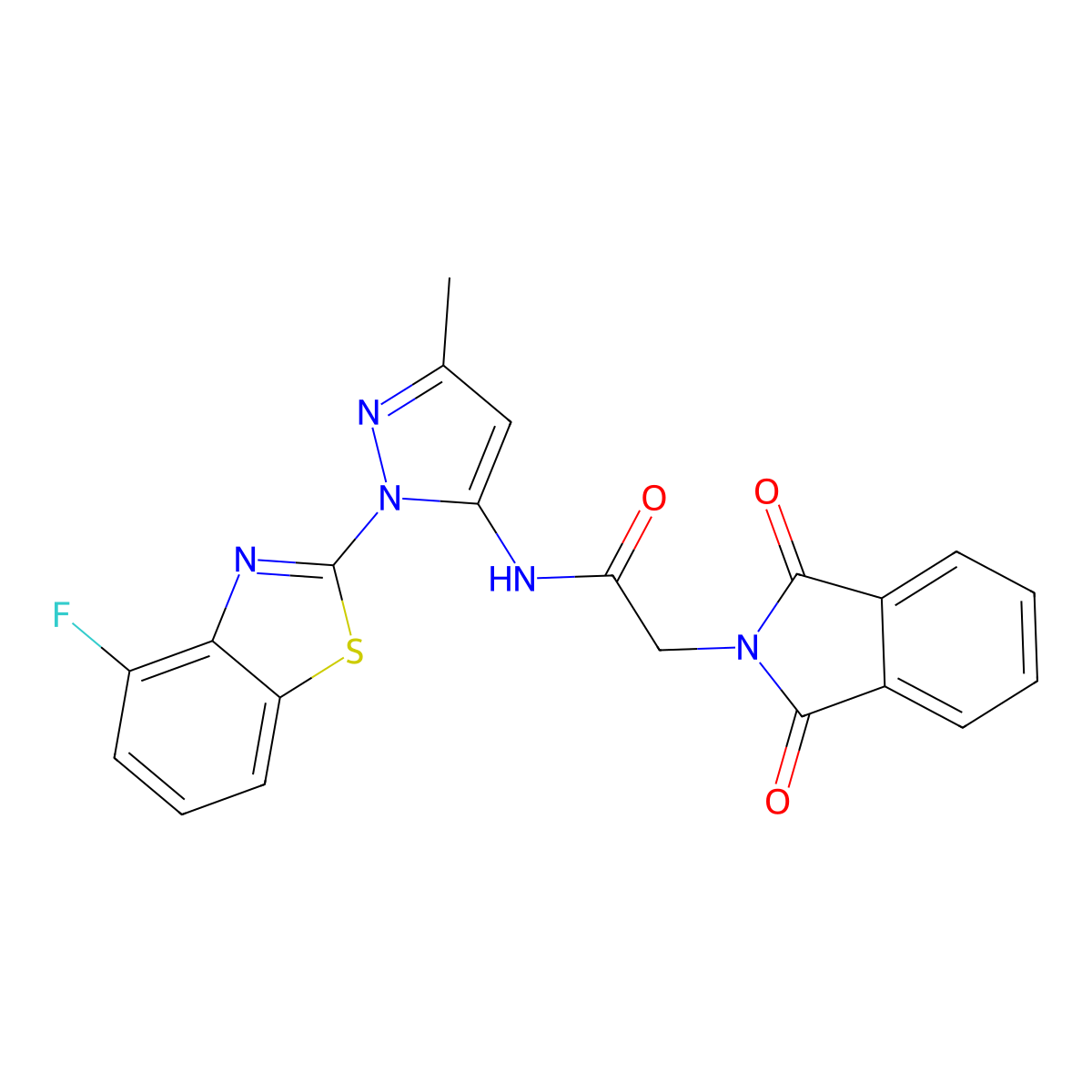 2-(1,3-dioxoisoindolin-2-yl)-N-(1-(4-fluorobenzo[d]thiazol-2-yl)-3-methyl-1H-pyrazol-5-yl)acetamide molecular structure, CAS 1171584-49-8