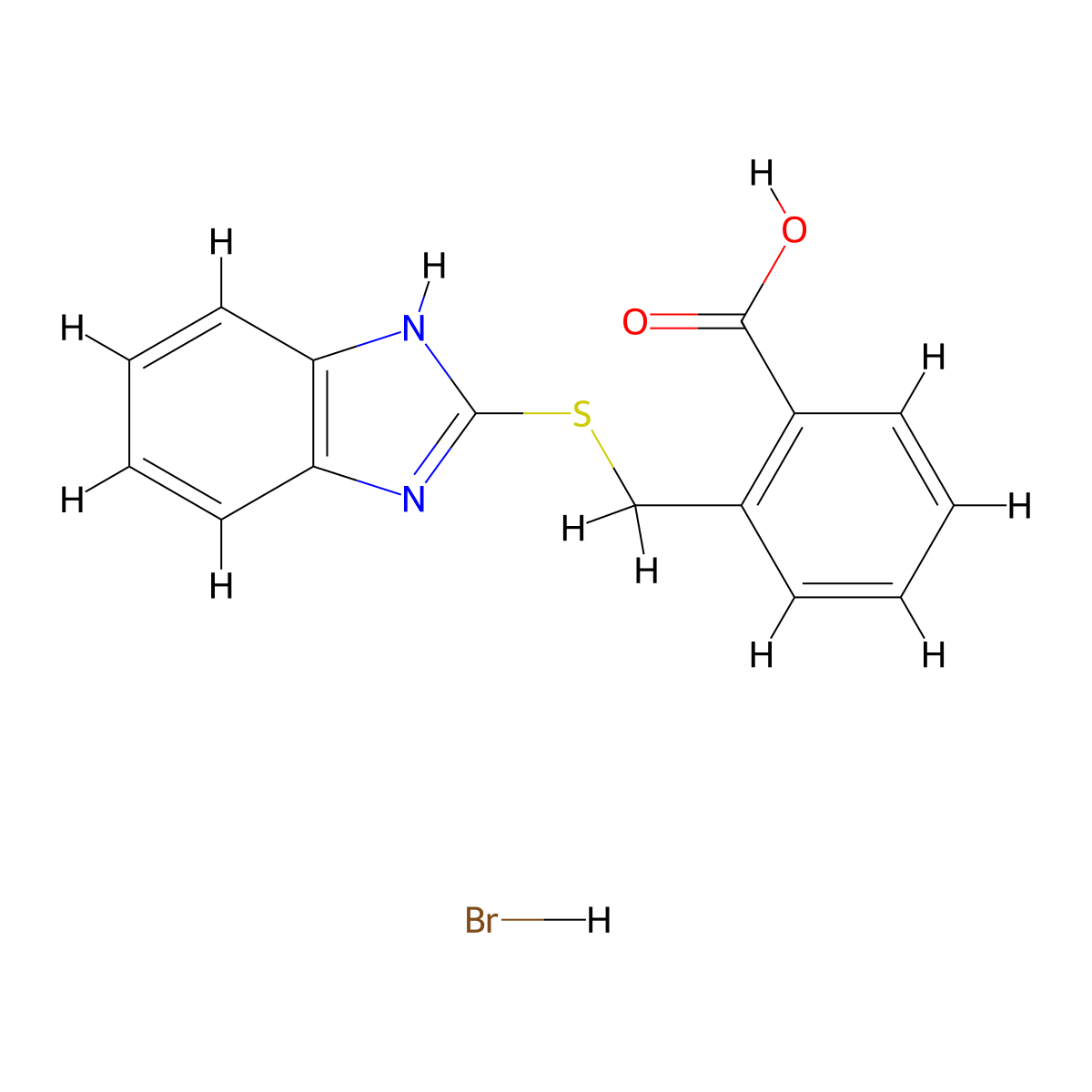 2-[(1H-1,3-benzodiazol-2-ylsulfanyl)methyl]benzoic acid hydrobromide molecular structure, CAS 1171584-84-1
