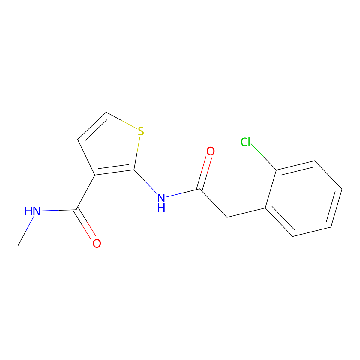 2-(2-(2-chlorophenyl)acetamido)-N-methylthiophene-3-carboxamide molecular structure, CAS 1171585-49-1