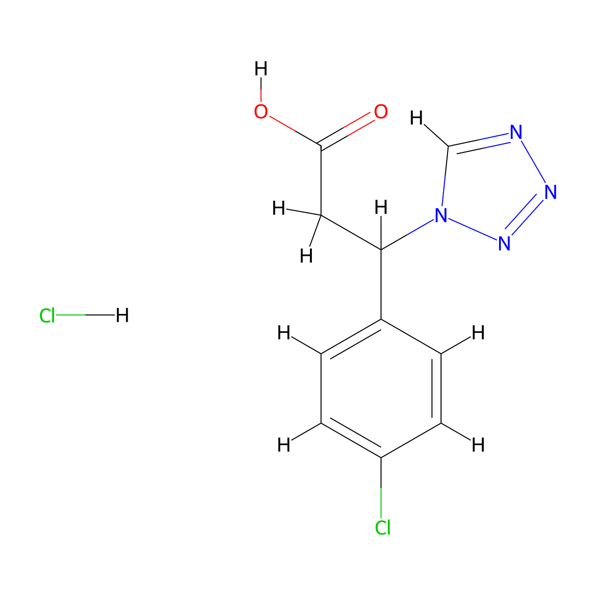 3-(4-Chlorophenyl)-3-(1H-tetrazol-1-yl)propanoic acid hydrochloride molecular structure, CAS 1171588-36-5