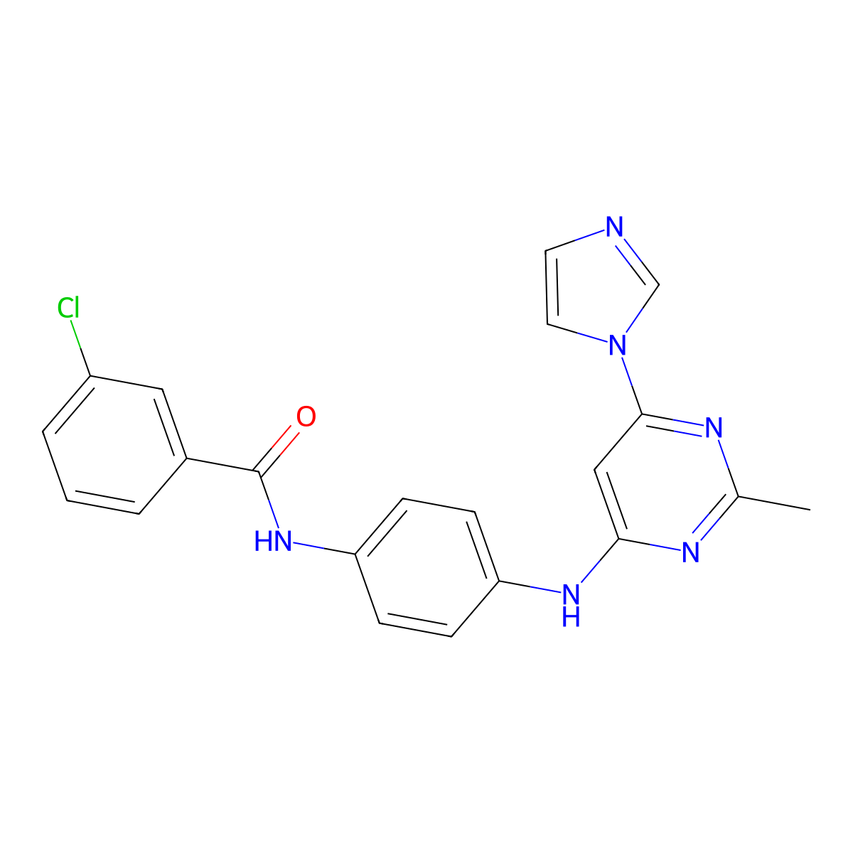 3-chloro-N-(4-{[6-(1H-imidazol-1-yl)-2-methylpyrimidin-4-yl]amino}phenyl)benzamide molecular structure, CAS 1171595-88-2