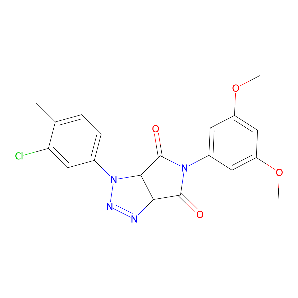 1-(3-chloro-4-methylphenyl)-5-(3,5-dimethoxyphenyl)-1,6a-dihydropyrrolo[3,4-d][1,2,3]triazole-4,6(3aH,5H)-dione molecular structure, CAS 1171596-54-5