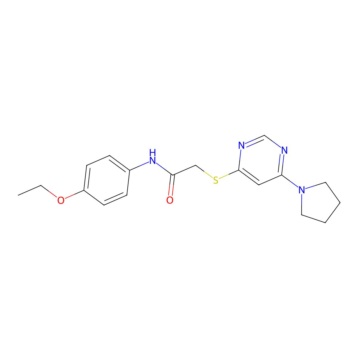 N-(4-ethoxyphenyl)-2-((6-(pyrrolidin-1-yl)pyrimidin-4-yl)thio)acetamide molecular structure, CAS 1171597-59-3