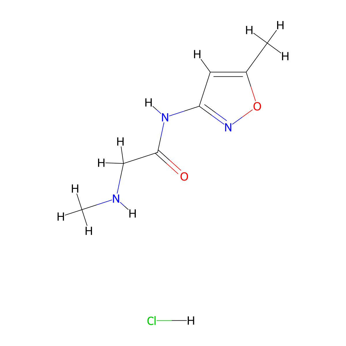 N-(5-methyl-1,2-oxazol-3-yl)-2-(methylamino)acetamide hydrochloride molecular structure, CAS 1171599-22-6