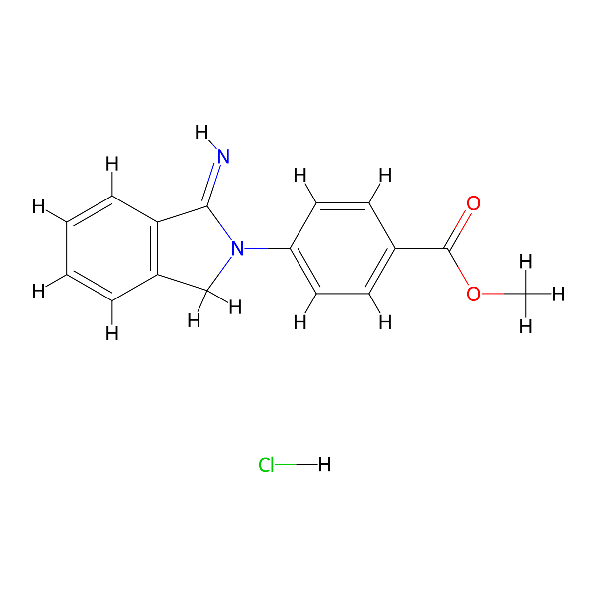 methyl 4-(1-imino-2,3-dihydro-1H-isoindol-2-yl)benzoate hydrochloride molecular structure, CAS 1171599-40-8