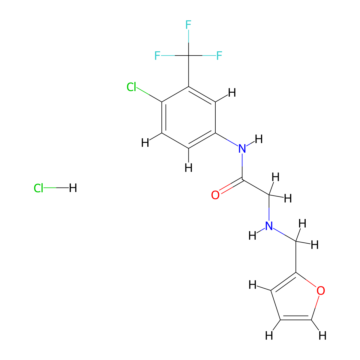 N-[4-chloro-3-(trifluoromethyl)phenyl]-2-[(furan-2-ylmethyl)amino]acetamide hydrochloride molecular structure, CAS 1171599-63-5