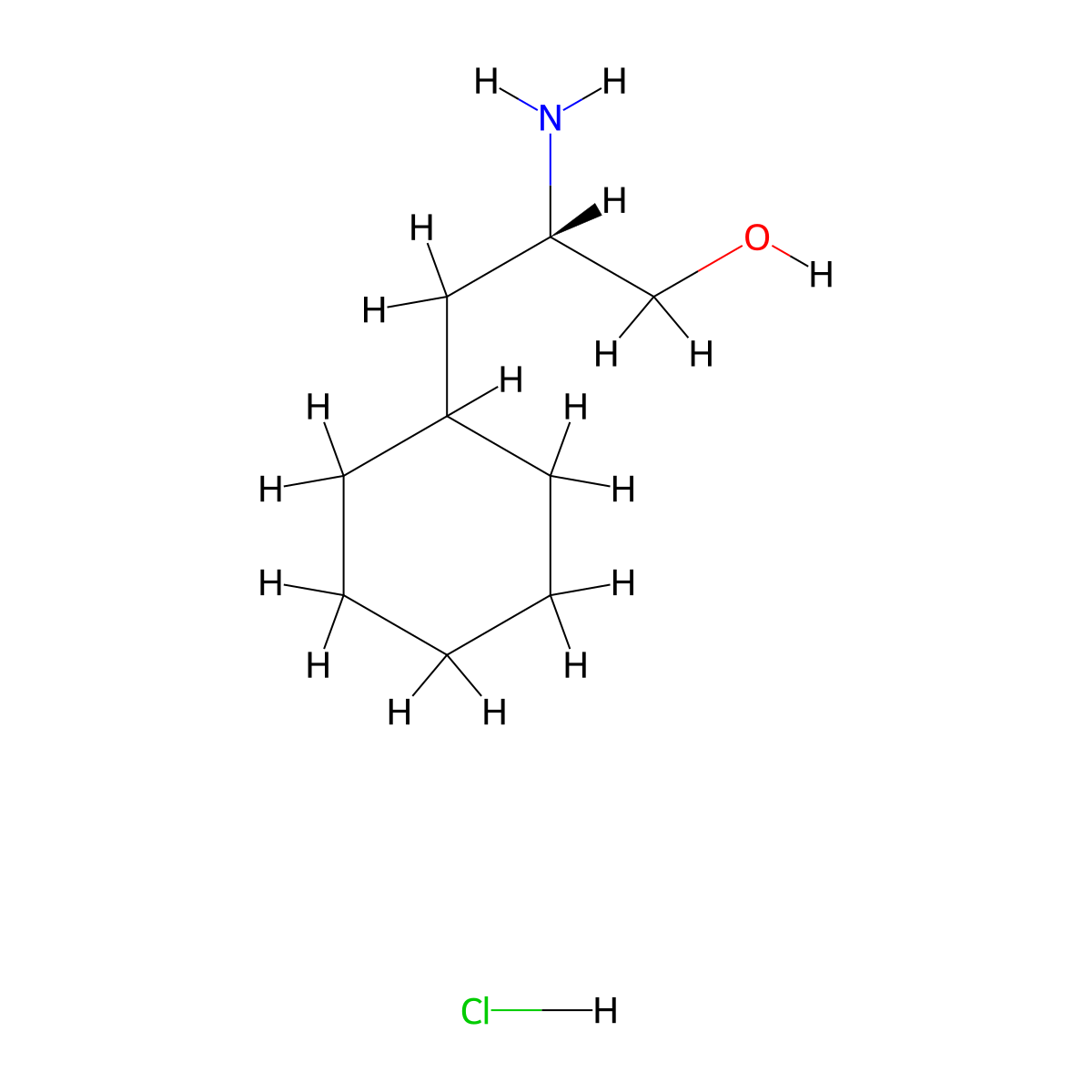 (2S)-2-amino-3-cyclohexylpropan-1-ol hydrochloride molecular structure, CAS 117160-99-3
