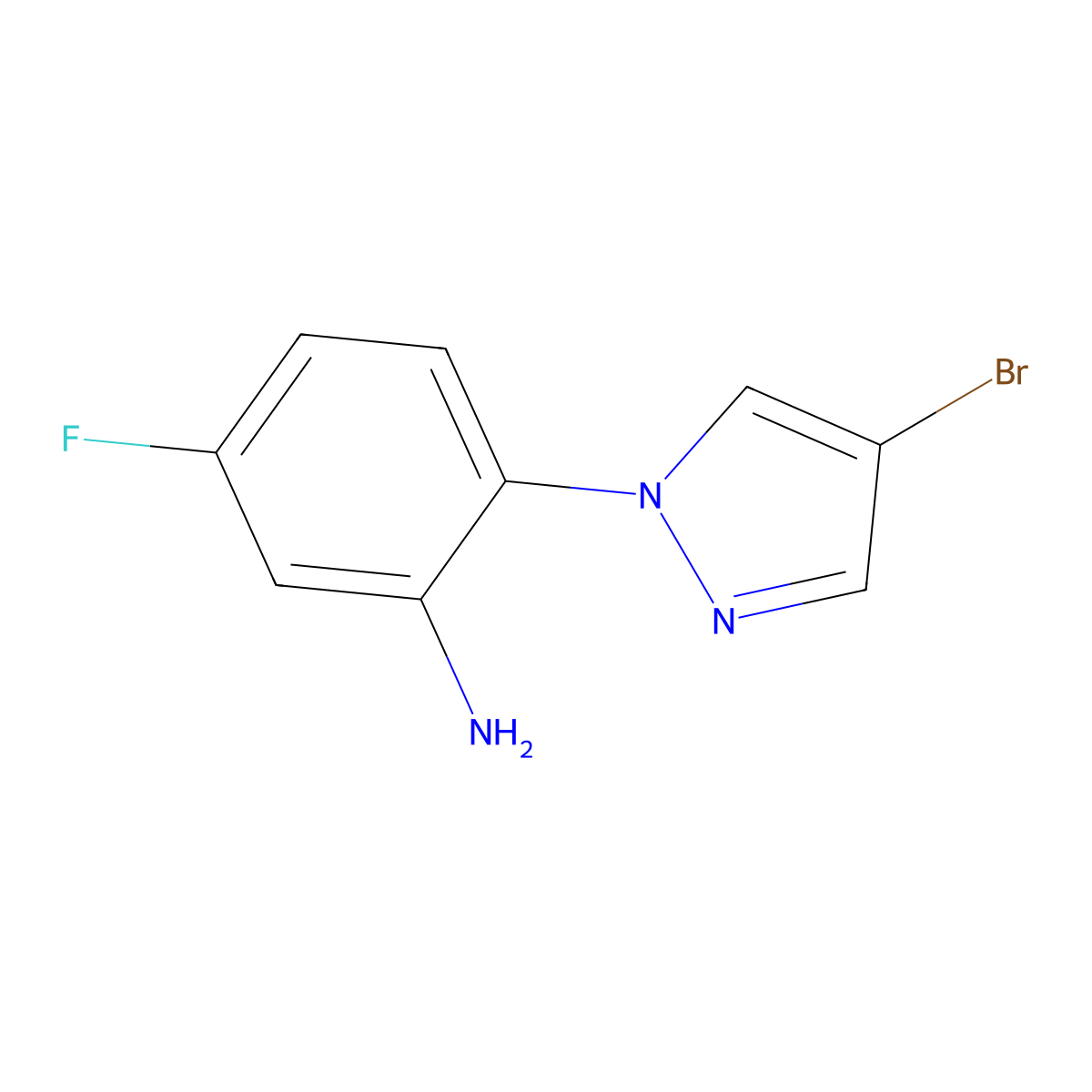 2-(4-bromo-1H-pyrazol-1-yl)-5-fluoroaniline molecular structure, CAS 1171600-71-7