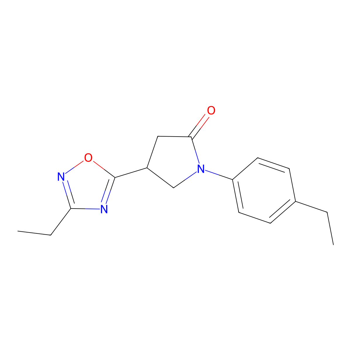 4-(3-Ethyl-1,2,4-oxadiazol-5-yl)-1-(4-ethylphenyl)pyrrolidin-2-one molecular structure, CAS 1171605-09-6
