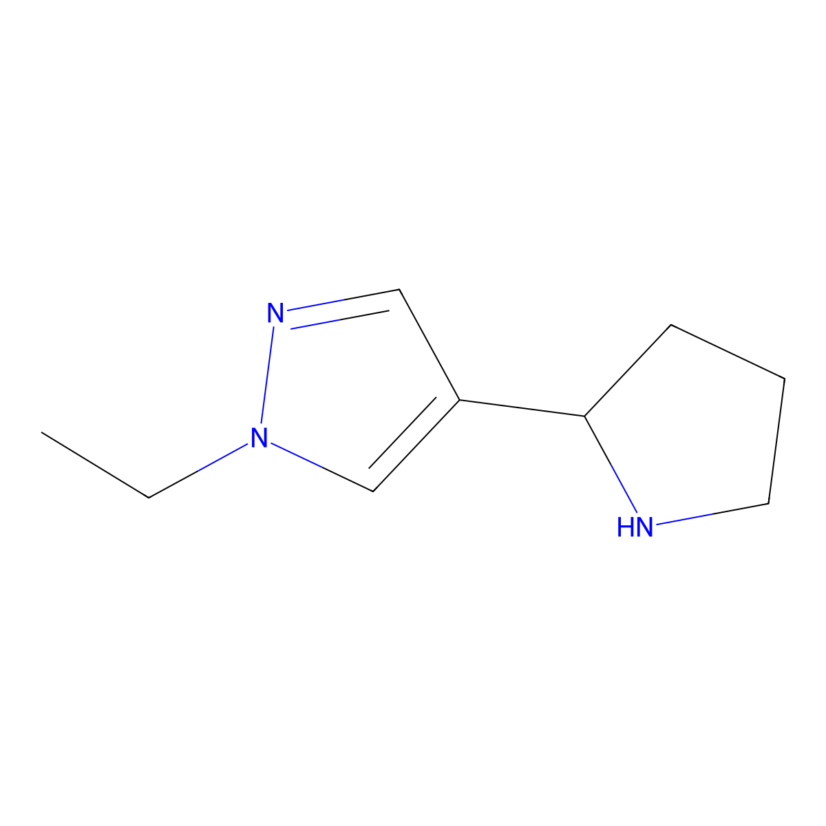 1-ethyl-4-(pyrrolidin-2-yl)-1H-pyrazole molecular structure, CAS 1171607-85-4