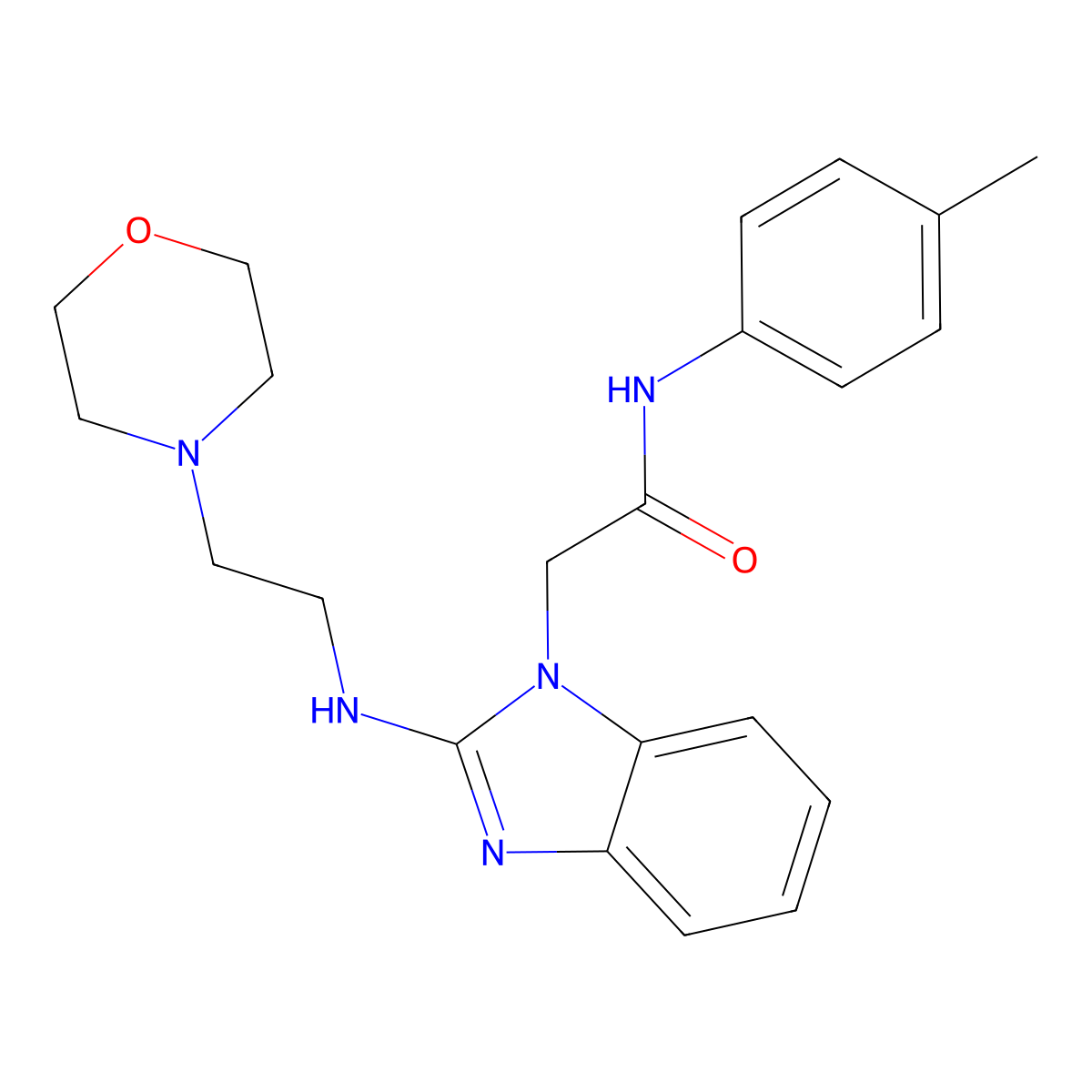 2-(2-((2-morpholinoethyl)amino)-1H-benzo[d]imidazol-1-yl)-N-(p-tolyl)acetamide molecular structure, CAS 1171610-84-6