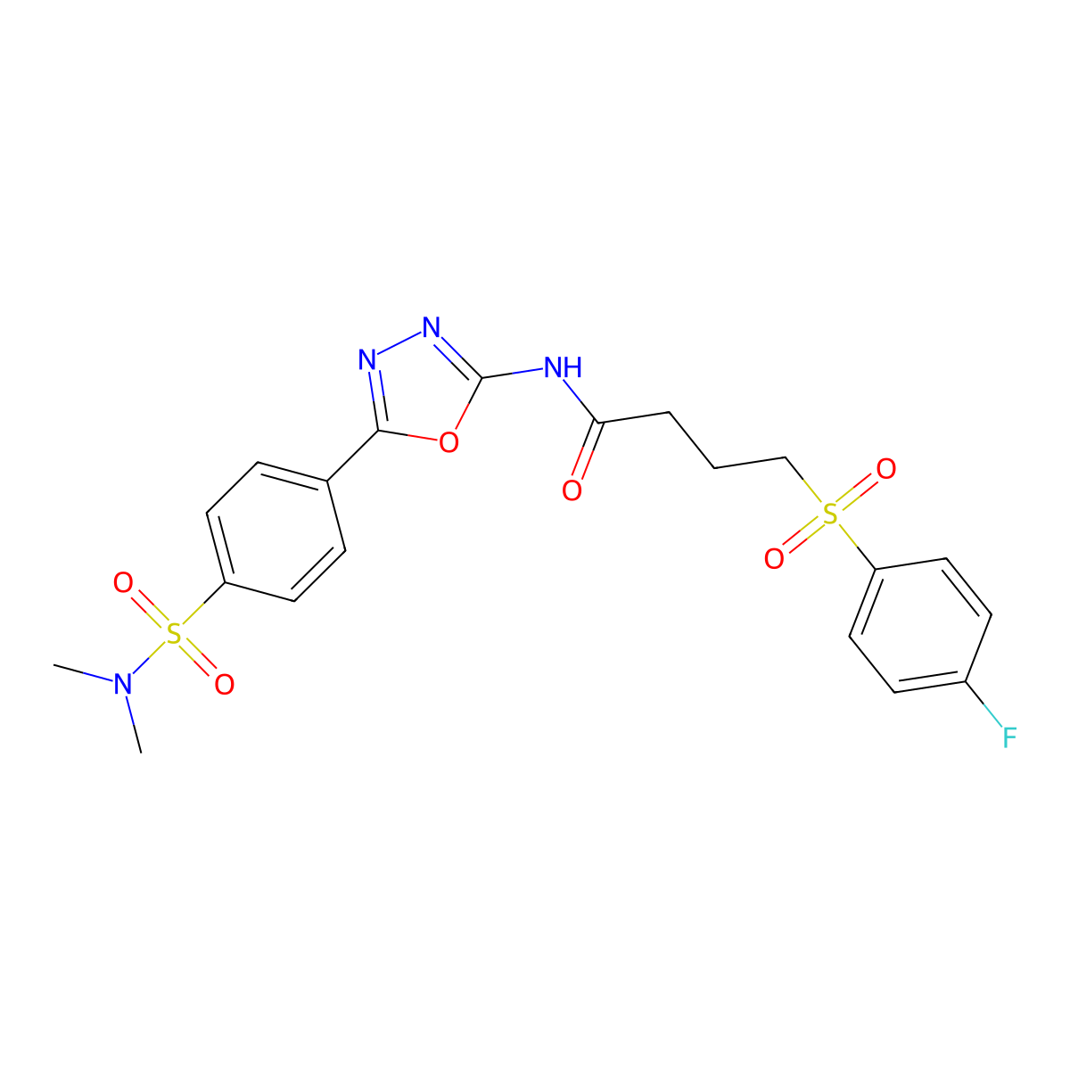 N-(5-(4-(N,N-dimethylsulfamoyl)phenyl)-1,3,4-oxadiazol-2-yl)-4-((4-fluorophenyl)sulfonyl)butanamide molecular structure, CAS 1171611-02-1